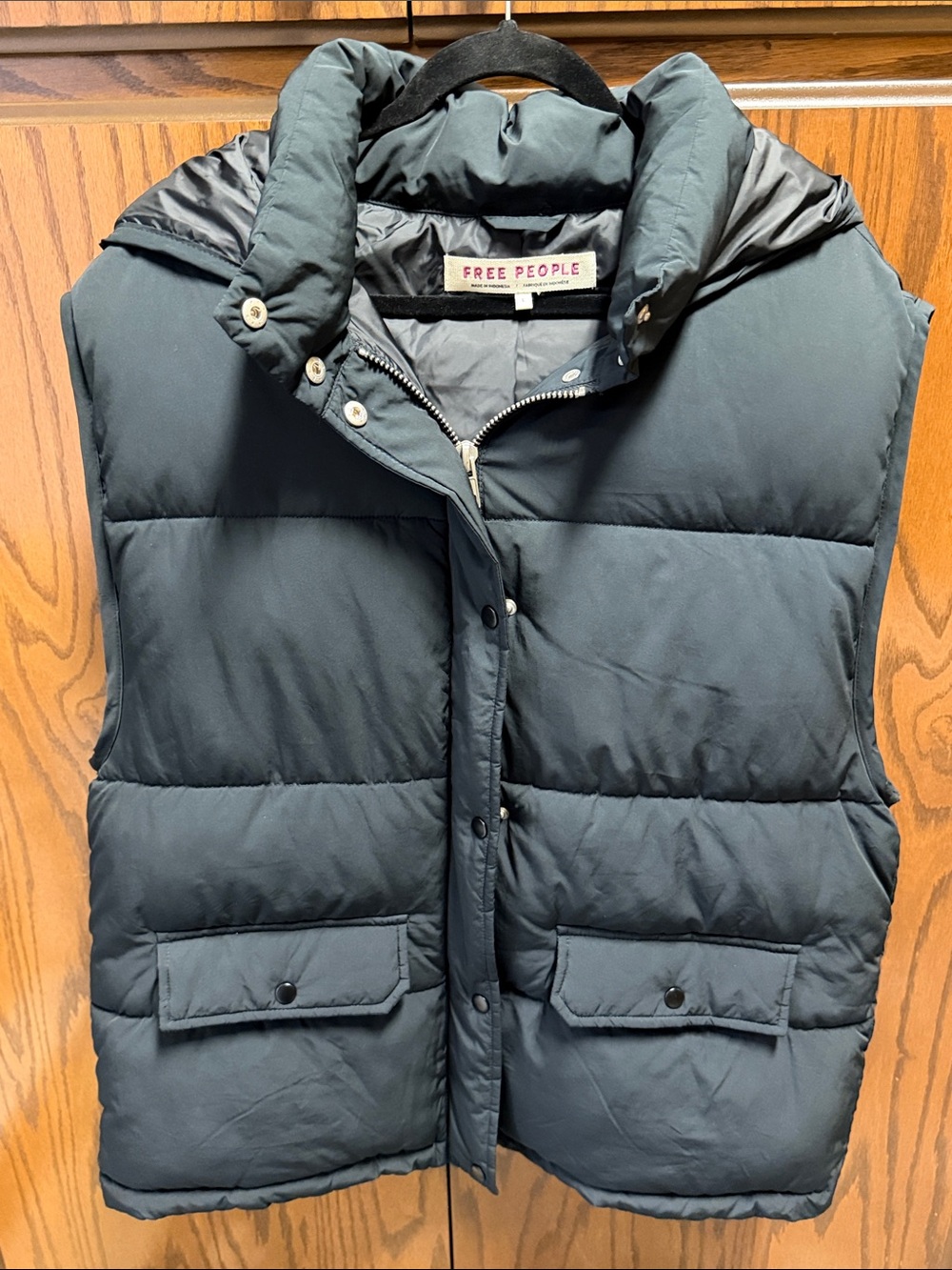 Free People Puffer Vest with Hood. Black L